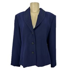 NEW Perceptions Size 14 Petite Women Blazer Jacket Navy Blue Formal Career 13-34